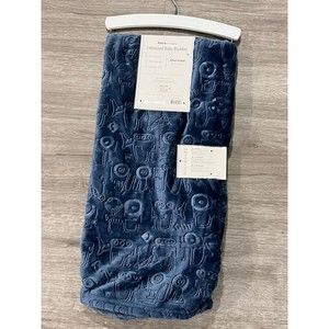 Just Imagine Embossed Baby Blanket Construction Trucks Cars Vehicles Navy Blue